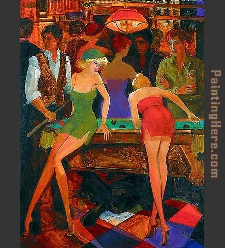 Game of Pool painting - Avtandil Game of Pool art painting